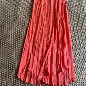 Flynn Skye Women’s Maxi High Waisted Slit Crepe Coral Pink Skirt S
